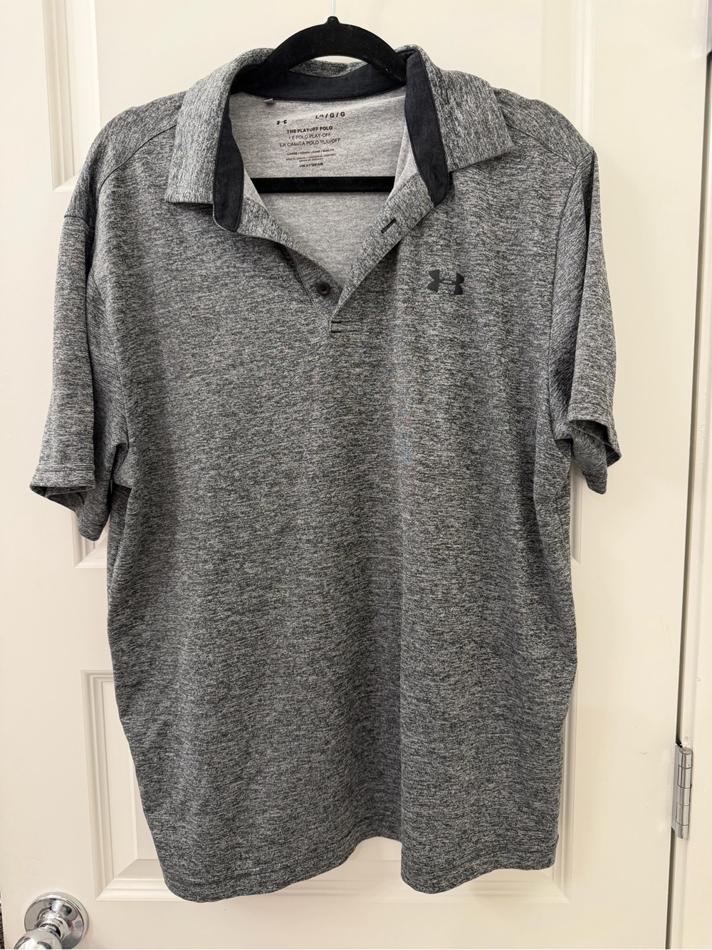 Under Armour Men’s Heather Gray Polo with Black Logo